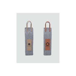 Porte bouteille flanelle+ encart simili cuir grain | Cuve - Amalgame imprimeur-graveur