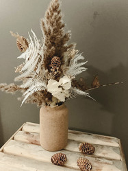 Bouquet de fleurs sches + vase en lige cylindrique - Herb'folles