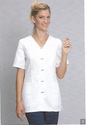 TUNIQUE FEMME BLANCHE CHICAGO POLYESTER COTON - vtements linge de maison