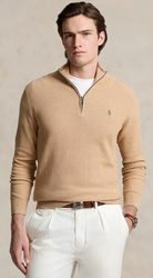 RALPH LAUREN Pull Demi Zip en Coton Piqu - MONSIEUR JAMES