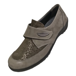 MOCASSIN VELCRO TAUPE LARGEUR + SUAVE 7142 - LUDIVINE CHAUSSEUR- BRETEUIL