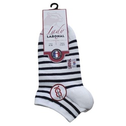 CHAUSSETTES FEMMES COTON RAYE BLANC BASSE 53070 - LABONAL - - LUDIVINE CHAUSSEUR- BRETEUIL