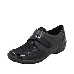MOCASSIN LARGEUR H STRECH VELCRO NOIR REMONTE R7600 - LUDIVINE CHAUSSEUR- BRETEUIL