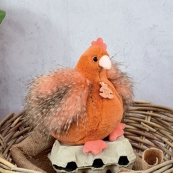 Peluche poule "Poulette" - Orange roux - 20 cm - Imagine