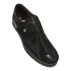 MOCASSIN VELCRO CUIR ET  STRECH LARGEUR H PITILLOS PI10710 - LUDIVINE CHAUSSEUR- BRETEUIL