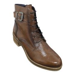 BOTTINE LACET ZIP TALON 5CM COGNAC VERNIS DORKING D8686 - LUDIVINE CHAUSSEUR- BRETEUIL