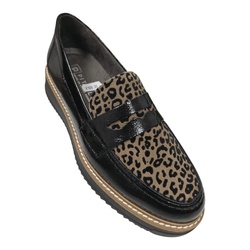 MOCASSIN VERNIS NOIR ET LEOPARD PITILLOS PI10762 - LUDIVINE CHAUSSEUR- BRETEUIL