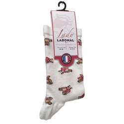 CHAUSSETTE FEMME VISCOSE ET SOIE OURSON BLANC LABONAL 56843 - LUDIVINE CHAUSSEUR- BRETEUIL