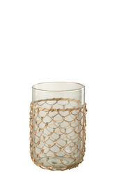 Vase Tricot Verre/Rotin Transparent Small (31974) - Imagine