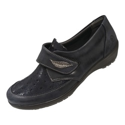 MOCASSIN VELCRO MARINE LARGEUR + SUAVE 7142 - LUDIVINE CHAUSSEUR- BRETEUIL