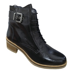 BOTTINE LACET ZIP TALON 5CM NOIR VERNIS DORKING D8686 - LUDIVINE CHAUSSEUR- BRETEUIL