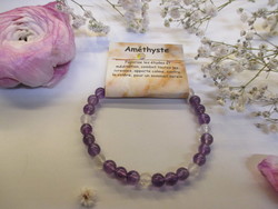 Amthyste bracelet perle 6mm et cristal de roche bizot  - Original's
