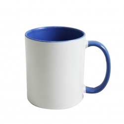 Mug, anse et intérieur bleu personnalisable - Marev'création