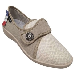 UNIFIK LARGEUR+ PANTOUFLE VELCRO BEIGE - FARGEOT - - LUDIVINE CHAUSSEUR- BRETEUIL