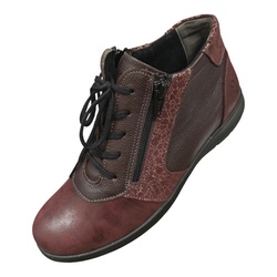 BOTTINE LACET ZIP DOUBLE ZIP BORDEAUX SUAVE 6601 - LUDIVINE CHAUSSEUR- BRETEUIL