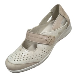 BALLERINE BEIGE VECRO GRANDE LARGEUR SUAVE 7538 - LUDIVINE CHAUSSEUR- BRETEUIL