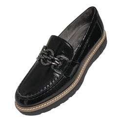 MOCASSIN VERNIS NOIR GRANDE LARGEUR PITILLOS 11550 - LUDIVINE CHAUSSEUR- BRETEUIL
