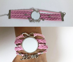Bracelet rose avec plaque personnalisable - Marev'création