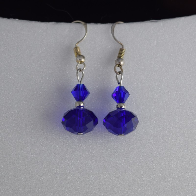 Boucles d'oreilles Chat orné de Cristal de Swarovski Rose et Argent 925 - Boucles  d'Oreilles - Blue Pearls