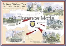 affiche poster 2me DB dans l'Orne - Aquarelles et dessins du Patrimoine - Florence Motte