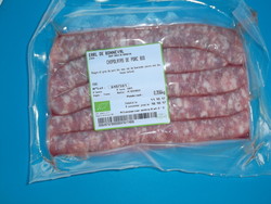 Paquet de 5 chipolatas de porc bio - FERME DE BONNEVAL