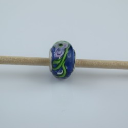 Perle compatible en verre fait main au chalumeau p18 - Bijoux BLUE  MOON