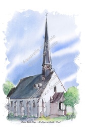 St Lger sur Sarthe - glise Saint Lger - Aquarelles et dessins du Patrimoine - Florence Motte