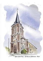 St Ouen de Scherouvre, glise St Ouen - Aquarelles et dessins du Patrimoine - Florence Motte