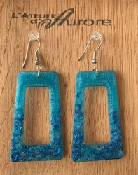 Boucles d'oreilles bleues turquoise - R0024 - L'Atelier d'Aurore