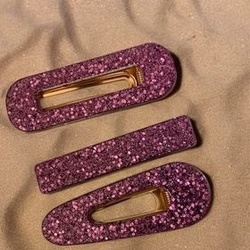 Trio de barrettes croco paillettes violettes - BR002 - L'Atelier d'Aurore