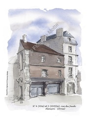Alenon, maison rue du Jeudi - Aquarelles et dessins du Patrimoine - Florence Motte