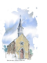 St Agnan sur Sarthe - glise St Agnan - Aquarelles et dessins du Patrimoine - Florence Motte