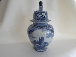 Vase faience Delft couvert ovoide  6 pans &#8211; 19me sicle - Galerie Particulire Antiquits