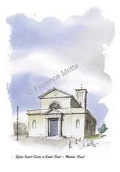 Mortre, glise St Pierre et St  Paul - Aquarelles et dessins du Patrimoine - Florence Motte