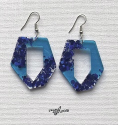 Boucles d'oreille bleue turquoise et marine - R0024 - L'Atelier d'Aurore