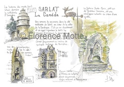 Sarlat la Canda - Aquarelles et dessins du Patrimoine - Florence Motte