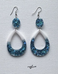 Boucles d'oreilles blanche et bleu turquoise - R0048 - L'Atelier d'Aurore