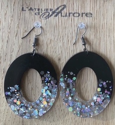 Boucles d'oreilles noires - R0045 - L'Atelier d'Aurore