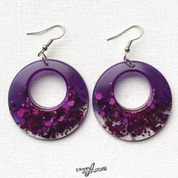 Boucles d'oreilles prunes mtallises - R0028 - L'Atelier d'Aurore