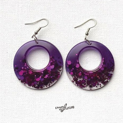 Boucles d'oreilles violettes et paillettes fuchsia - R0017 - L'Atelier d'Aurore