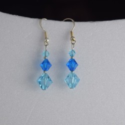 Boucles d'Oreilles en Cristal bleu Aqua 1 - Bijoux BLUE  MOON