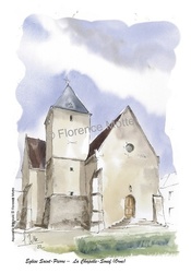 La Chapelle-Souef, glise St Pierre - Aquarelles et dessins du Patrimoine - Florence Motte