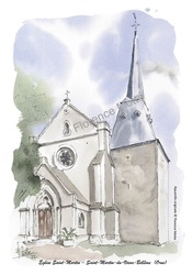 St Martin du Vieux Bellme, glise St martin - Aquarelles et dessins du Patrimoine - Florence Motte