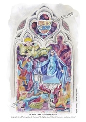 Tourouvre, vitrail de la tragdie - Aquarelles et dessins du Patrimoine - Florence Motte