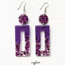 Boucles d'oreilles violettes et paillettes fuchsia - R0027 - L'Atelier d'Aurore
