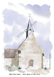 St Agnan sur Erre, glise St Agnan - Aquarelles et dessins du Patrimoine - Florence Motte