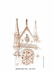 Cathdrale , portail St Latuin - Aquarelles et dessins du Patrimoine - Florence Motte
