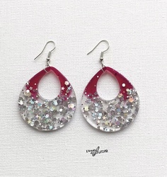 Boucles d'oreilles rose fuchsia et argente - R0031 - L'Atelier d'Aurore