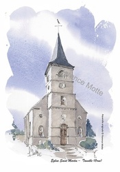 Tanville, glise St Martin - Aquarelles et dessins du Patrimoine - Florence Motte