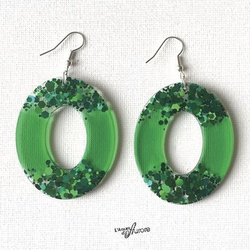 Boucles d'oreilles vertes et paillettes vertes - R0021 - L'Atelier d'Aurore